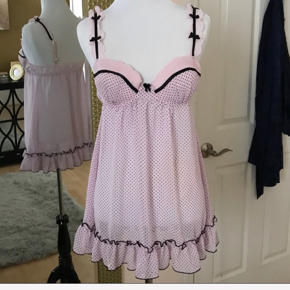 Linea Donatella pink & black babydoll chemise - Picture 1 of 5